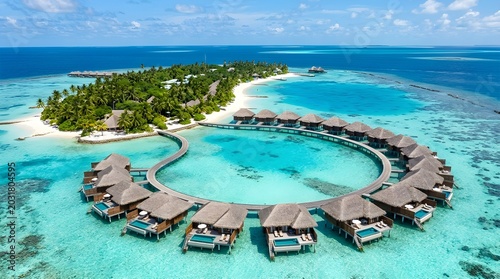 Luxury overwater bungalow resort in Maldives