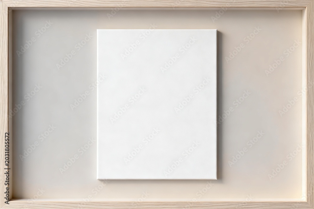 Fototapeta premium Wooden frame with blank canvas