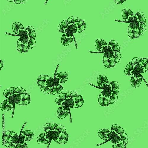 pattern shamrock clover hand drawn. forage legume, pasture herb, plant leaf shamrock clover vector sketch illustration