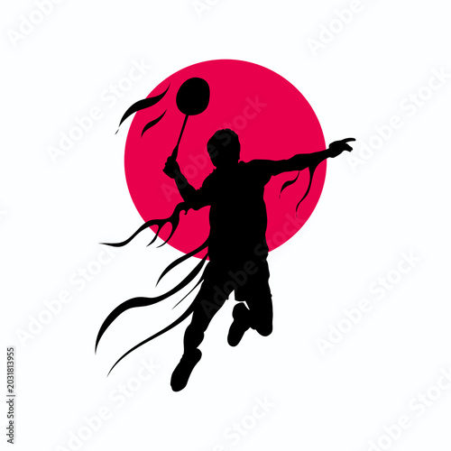 Vector Illustration of a Burning Spirit of Badminton Smash Shot