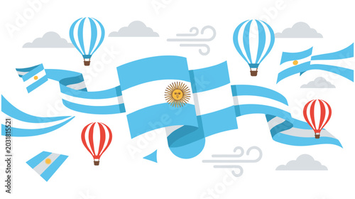 Fotografi Festive argentina independence day illustration with balloons and flags