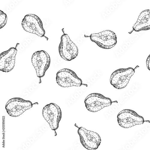 Foto seamless pattern pear cut hand drawn vector