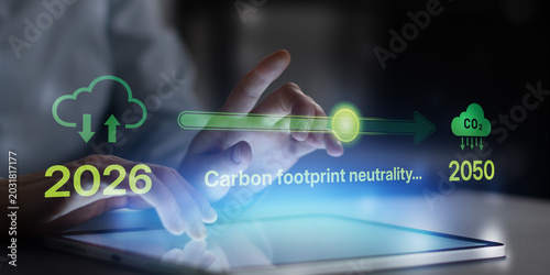 Slika na platnu Carbon Footprint Carbon Neutrality Framework for CO2 Reduction and Green Energy Transition