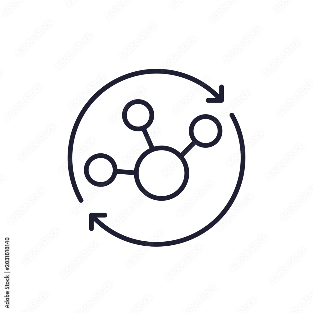 Foto bioavailability line icon with molecule and arrows