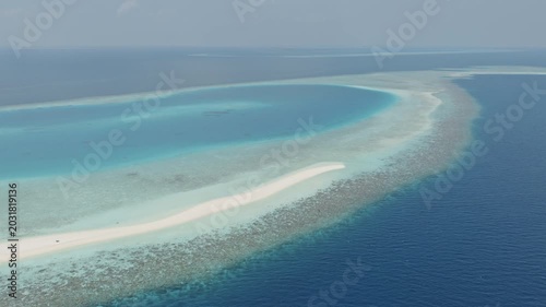 Aerial view of sandbar and ocean, Baa atoll, Maldives islands