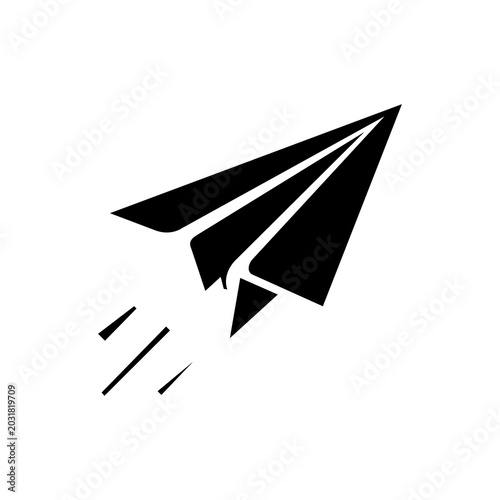 Vector origami airplane icon illustration on white background travel flight concept symbol design with paper plane and flying aircraft theme