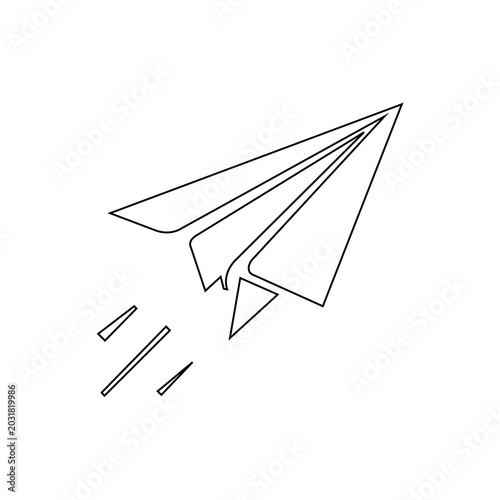 Paper airplane isolated on white background vector illustration of flying origami paper plane symbol of travel freedom and flight concept