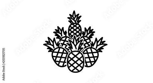 Group of pineapple fruits vector illustration isolated on white background