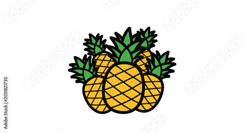 Vibrant pineapple illustration on white background for commercial use