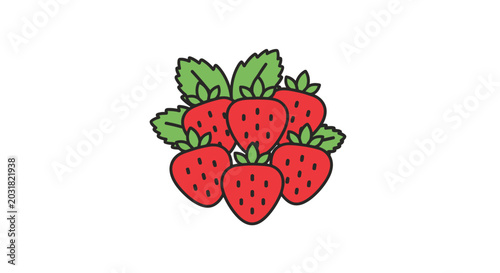 Fresh strawberries with green leaves isolated on white background