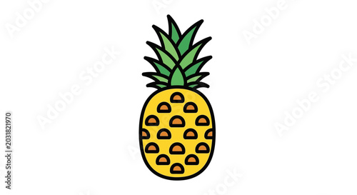 Vibrant pineapple illustration isolated on white background for design elements