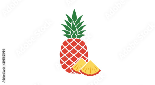 Fresh pineapple illustration isolated on white background for design elements