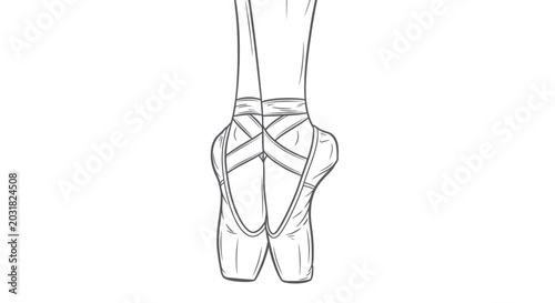 Fotografie Ballet dancer's feet in pointe shoes, sketch illustration