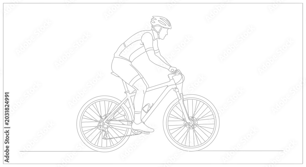 Obraz premium Cyclist Riding Mountain Bike on Trail