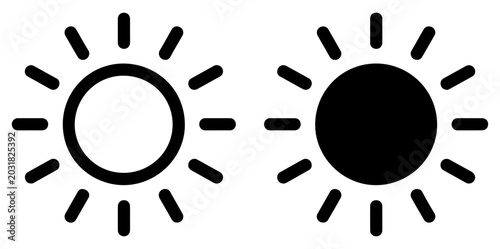 sun weather icon outline filled vector