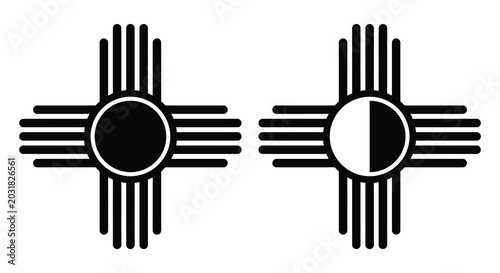 Εκτύπωση καμβά new mexico state flag symbols with sun and moon designs black and white silhouet