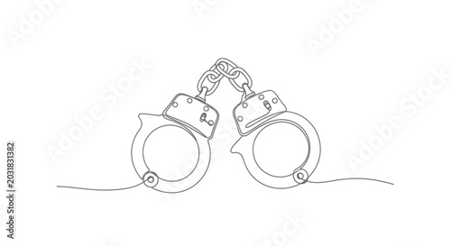 Tablou pe pânză Continuous Line Drawing of Handcuffs