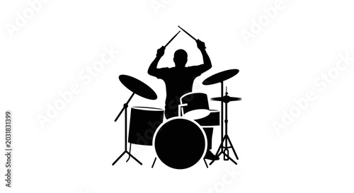 Obraz na płótnie Drummer Silhouette Playing Drums