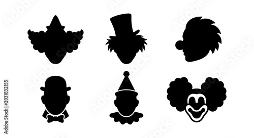 Canvastavla Clown Silhouettes Collection, Diverse Characters, Circus Performers, Party Icons