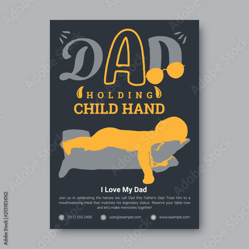 Father's Day Dad Holding Child Hand Flyer Template