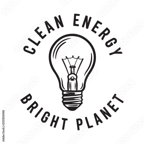 Clean energy bright planet logo with a light bulb illustration