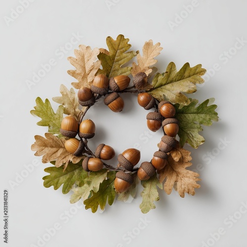 Autumnal Acorn and Oak Leaf Wreath for Festive Decor.
