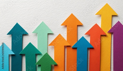 Colorful Arrows Pointing Upward - A Symbol of Growth and Success.