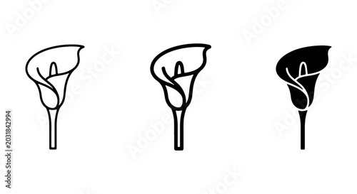 Foto Calla Lily Icons: Elegant Flower Silhouettes, Outline, and Solid Fill Vector Gra