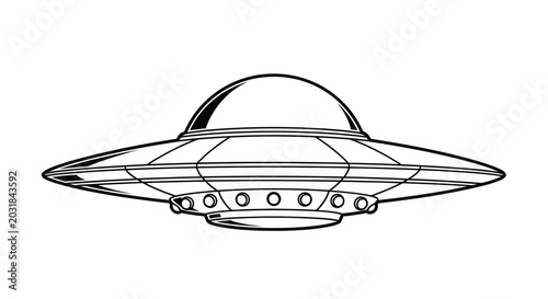 Retro UFO Flying Saucer Illustration