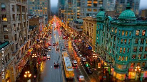 Downtown Vancouver at Dusk - A Vibrant Urban Landscape.