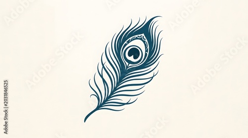 Teal peacock feather illustration