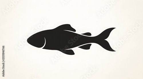 Black silhouette of a fish minimalist aquatic creature design