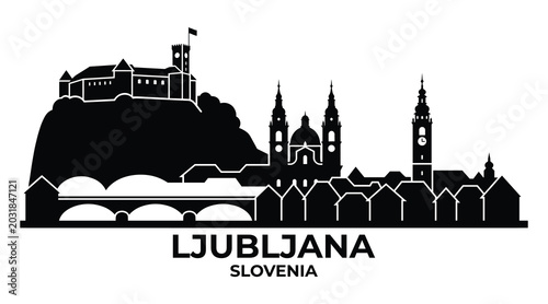 Black Ljubljana Slovenia city skyline landmark