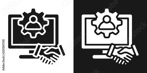 Photos Business Deal Icon In Black And White Glyph Style