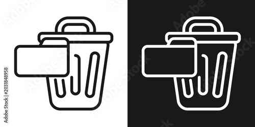 Billede på lærred Data Deletion Icon In Black And White Line Style
