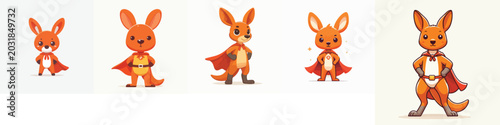 Tableau sur toile cute kangaroo wearing superhero costume posing bravely