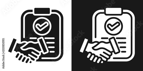 Data Agreement Icon In Black And White Glyph Style
