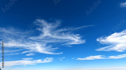 Vibrant blue sky with wispy white clouds during daylight hours