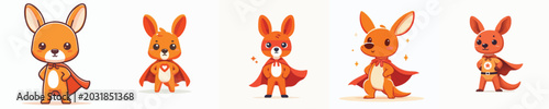 Obraz na płótnie cute kangaroo wearing superhero costume posing bravely