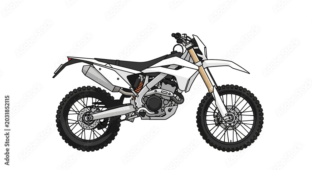 Obraz premium Modern White Motocross Motorcycle Isolated on White Background