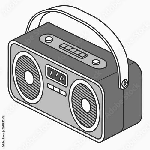 Foto Retro boombox, portable radio, cassette player, vintage audio