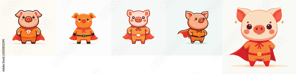 Fototapeta premium cute pig wearing a superhero costume posing bravely