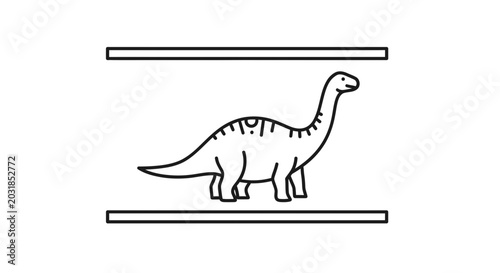 Cute Dinosaur Illustration - Brontosaurus in a Frame