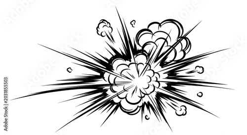 Slika na platnu Explosion Comic Style Black and White