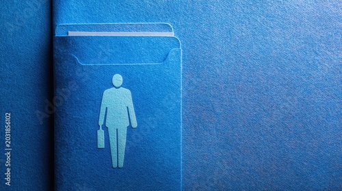 Ticket to Work program. Logo design featuring job coaching concept on a folder, representing employment support and work empowerment.
