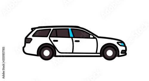 Foto White Station Wagon Car Vector Illustration Isolated on White Background