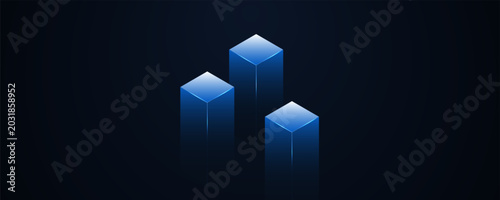 Foto Abstract Isometric Blue Digital Cubes Technology Background