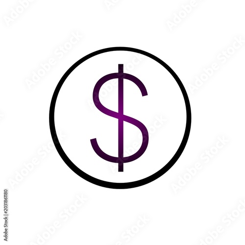 Dollar Sign Circle Icon Purple Gradient Currency Symbol Finance Money Vector