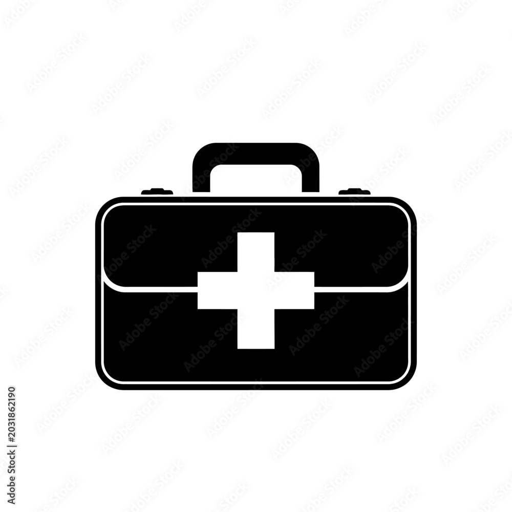 Fototapeta premium Iconic First Aid Kit Silhouette - Healthcare Emergency Symbol