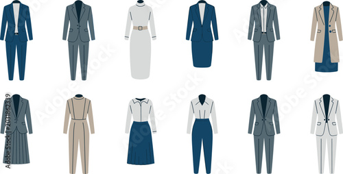 Εκτύπωση καμβά Collection of Professional Women Business Formal Wear Outfits Including Suits, S